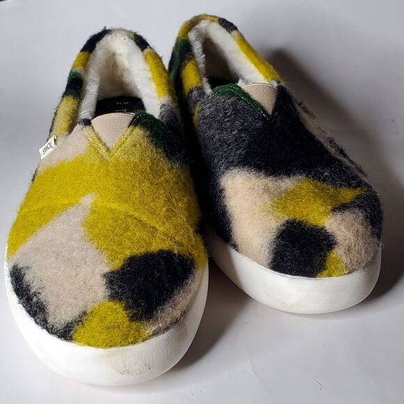 TOMS Felted Alpargata Mallow Sneakers Faux Fur Womens Size 10 Flat Shoes - Picture 7 of 11